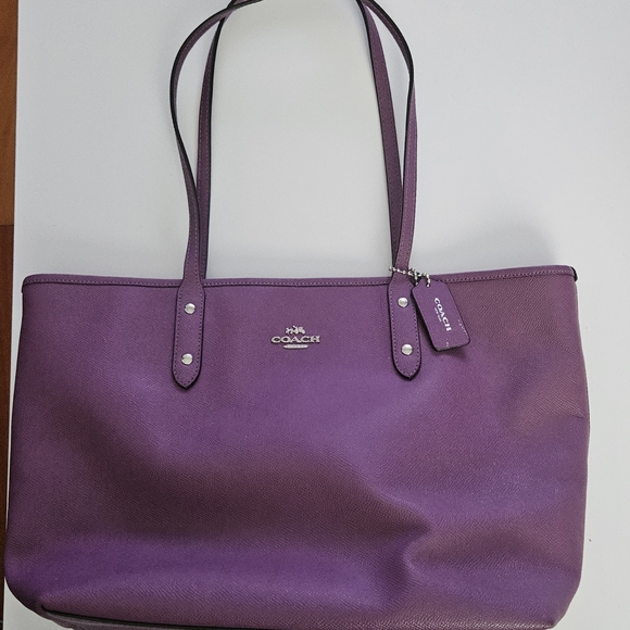 Coach Leather Tote Silver Mauve - Picture 4 of 15